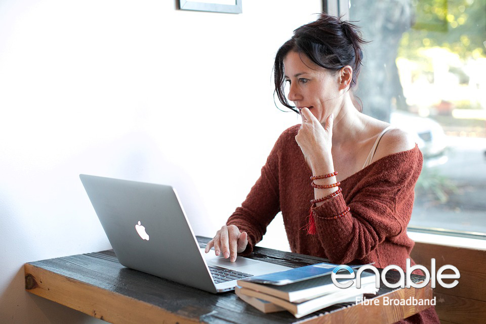 woman on computer